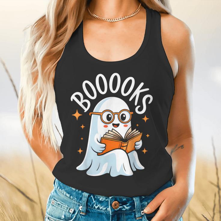 Cute Ghost Reading Book Librarian Teacher Halloween Costume Flowy Tank, gift for family, gift for coworker