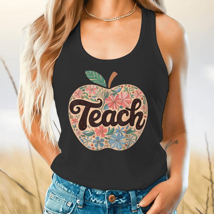 Cute Teacher With Apple Retro Teacher Kids Back To School Flowy Tank, gift for family, gift for coworker Cute Teacher With Apple Retro Teacher Kids Back To School Flowy Tank, gift for family, gift for coworker