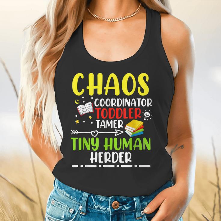 Daycare Teacher School Chaos Coordinator Toddler Tamer For Men Women Kids Flowy Tank, gift for family, gift for coworker