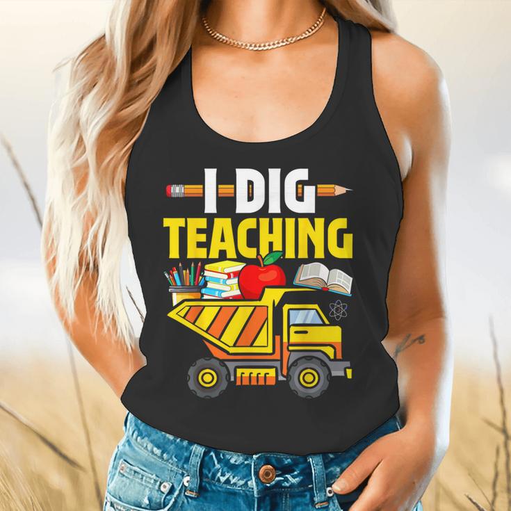I Dig Teaching Dump Truck Construction Back School Teacher Flowy Tank, gift for family, gift for coworker