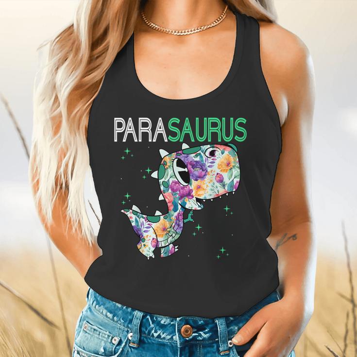 Dino Para Professional Teacher Collection T-Rex Dinosaur Paraeducator Assistant Teacher Flowy Tank, gift for family, gift for coworker