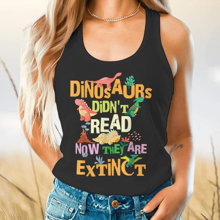 Dinosaurs Didn't Read Now They Are Extinct Reading Teacher Flowy Tank, gift for family, gift for coworker Dinosaurs Didn't Read Now They Are Extinct Reading Teacher Flowy Tank, gift for family, gift for coworker