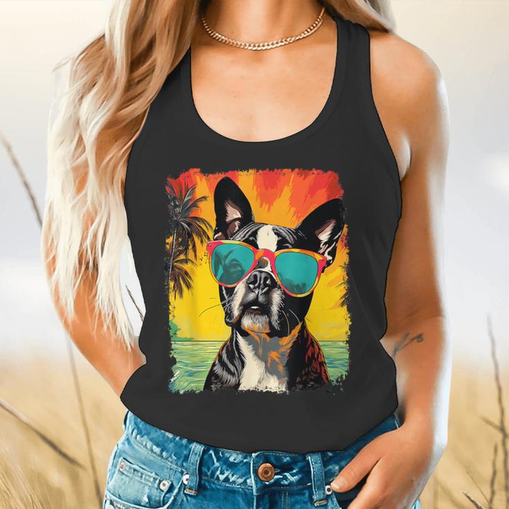 Dog Boston Terrier Hawaiian Flowy Tank, gift for family, gift for coworker