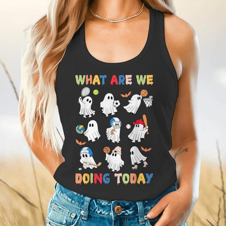 What Are We Doing Today Ghost PE Teacher Team Halloween Flowy Tank, gift for family, gift for coworker What Are We Doing Today Ghost PE Teacher Team Halloween Flowy Tank, gift for family, gift for coworker