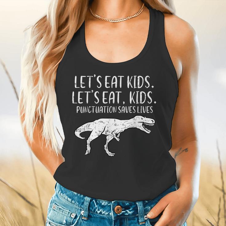 Lets Eat Kids Punctuation Saves Lives Dino Teacher Men Flowy Tank, gift for family, gift for coworker Lets Eat Kids Punctuation Saves Lives Dino Teacher Men Flowy Tank, gift for family, gift for coworker