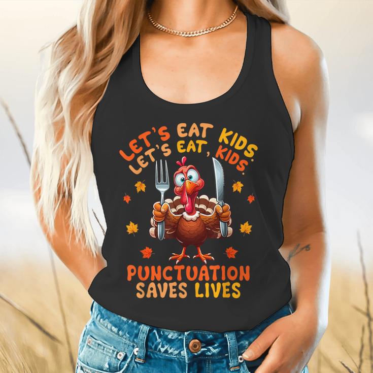 Eat Kids Punctuation Saves Lives Thanksgiving Turkey Teacher Flowy Tank, gift for family, gift for coworker Eat Kids Punctuation Saves Lives Thanksgiving Turkey Teacher Flowy Tank, gift for family, gift for coworker