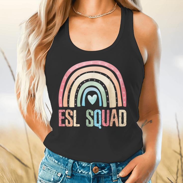 ESL Squad Teacher Crew Team Back To School English Rainbow Flowy Tank, gift for family, gift for coworker ESL Squad Teacher Crew Team Back To School English Rainbow Flowy Tank, gift for family, gift for coworker