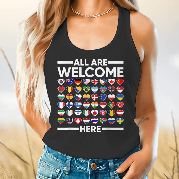 ESL Teacher All Are Welcome Here For Worlds Virtual Teachers Flowy Tank, gift for family, gift for coworker