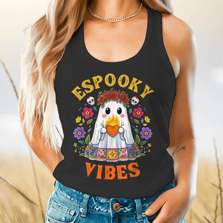 Espooky Vibes Spanish Mexican Halloween Ghost Teachers Flowy Tank, gift for family, gift for coworker