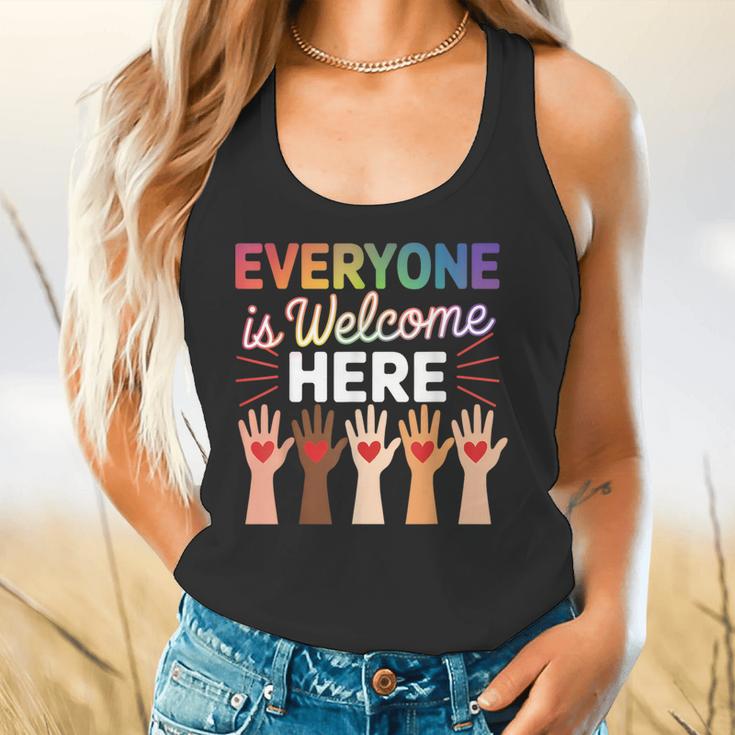 Everyone Is Welcome Here Shirt Teacher Flowy Tank, gift for family, gift for coworker
