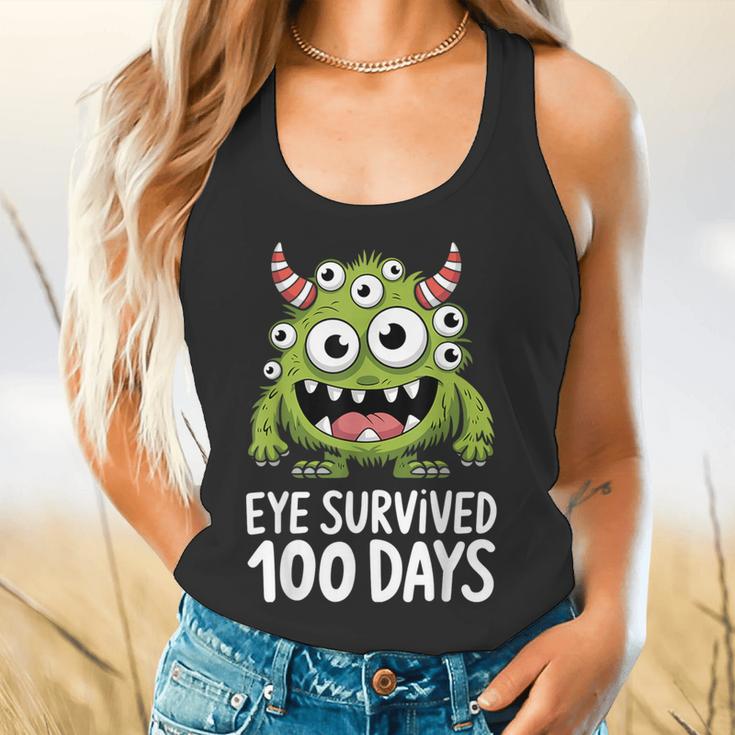Eye Survived 100 Days Of School Monster Lover Teacher Kids Flowy Tank, gift for family, gift for coworker