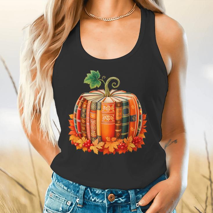Fall Book Autumn Reading Teacher Halloween Pumpkin Season Flowy Tank, gift for family, gift for coworker