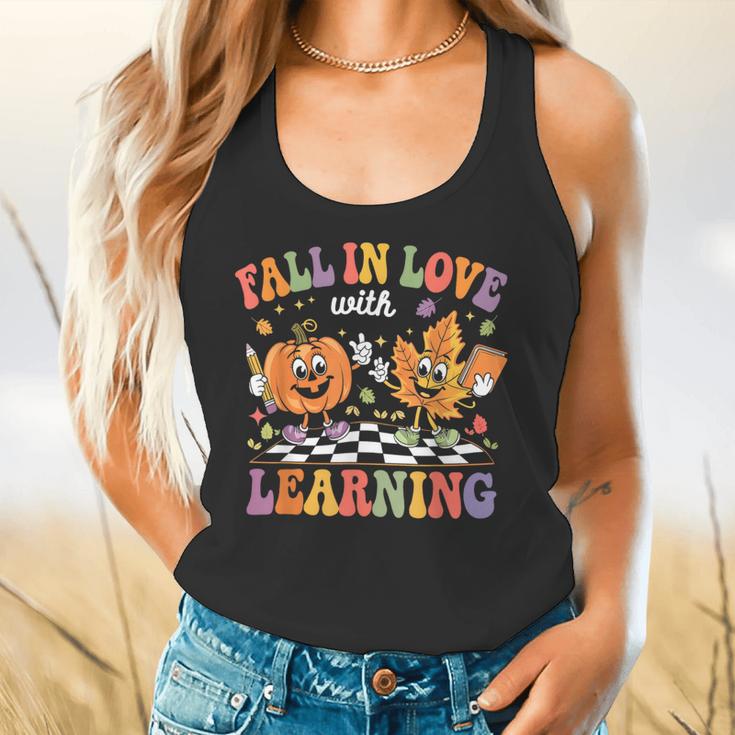 Fall In Love With Learning Autumn Fall Season Teacher Flowy Tank, gift for family, gift for coworker