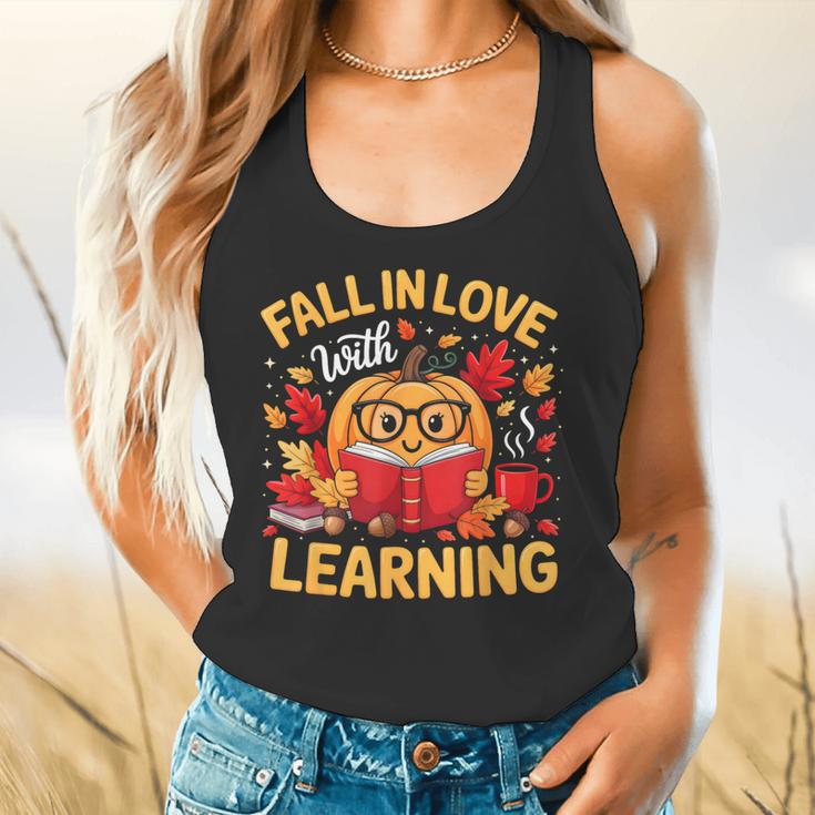 Fall In Love With Learning Pumpkin Thanksgiving Teacher Fall Flowy Tank, gift for family, gift for coworker Fall In Love With Learning Pumpkin Thanksgiving Teacher Fall Flowy Tank, gift for family, gift for coworker
