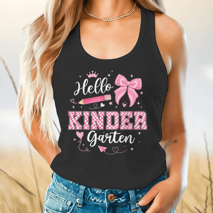 First Day Of School Teacher Girl Coquette Hello Kindergarten Flowy Tank, gift for family, gift for coworker
