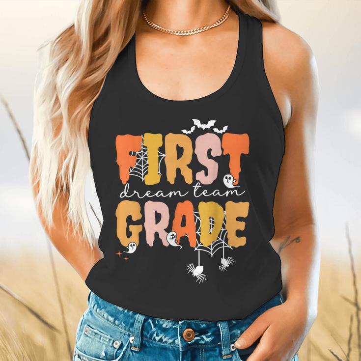 First Grade Dream Retro Team Fall Halloween Spooky Teachers Flowy Tank, gift for family, gift for coworker First Grade Dream Retro Team Fall Halloween Spooky Teachers Flowy Tank, gift for family, gift for coworker