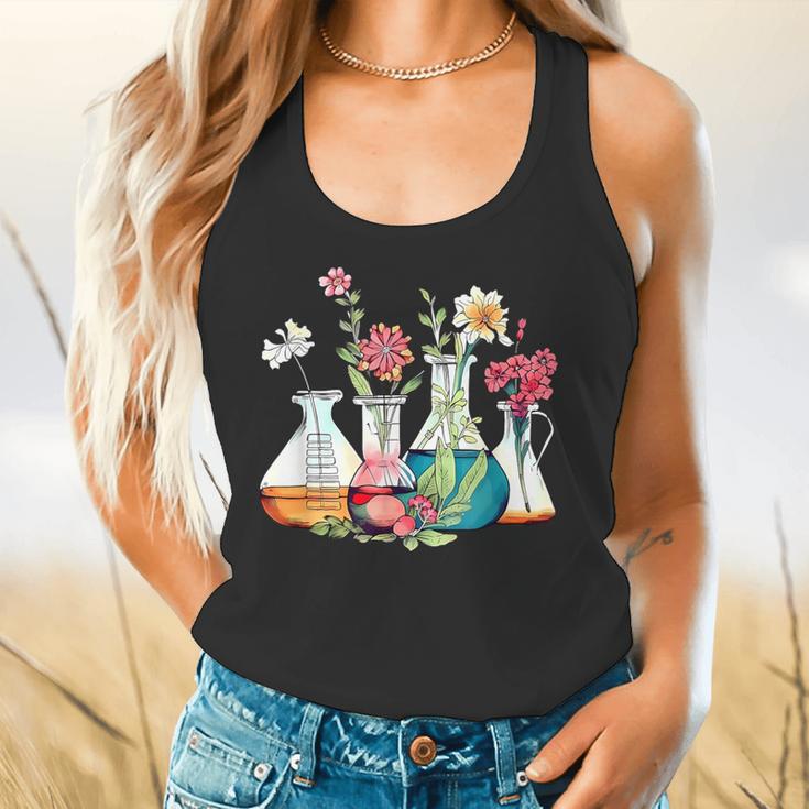Floral Beakers Chemistry Lab Teacher Flowy Tank, gift for family, gift for coworker