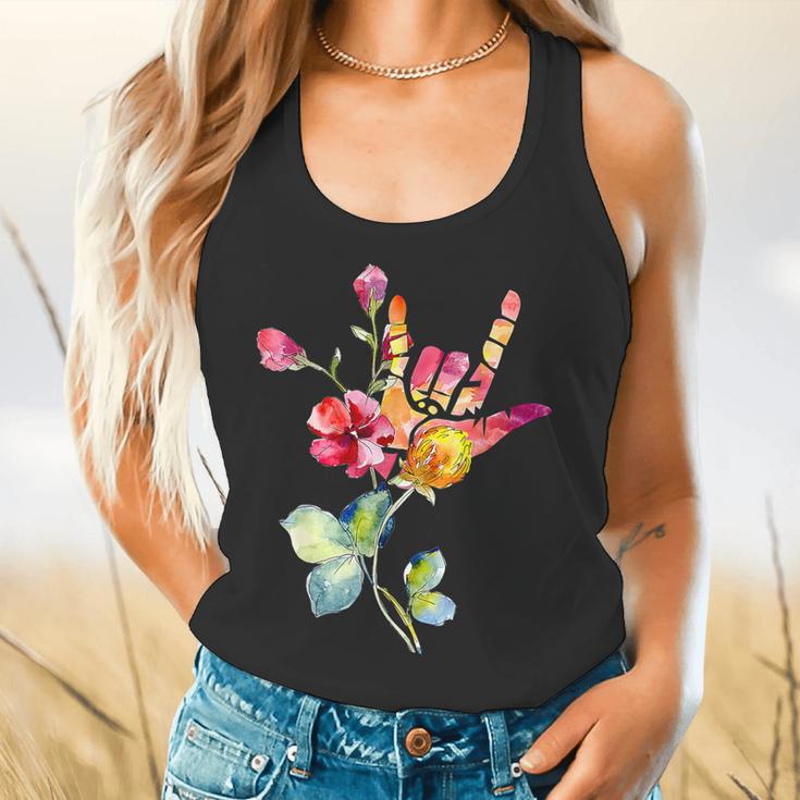 Flower American Sign Language ASL Teacher Teaching Deaf Flowy Tank, gift for family, gift for coworker