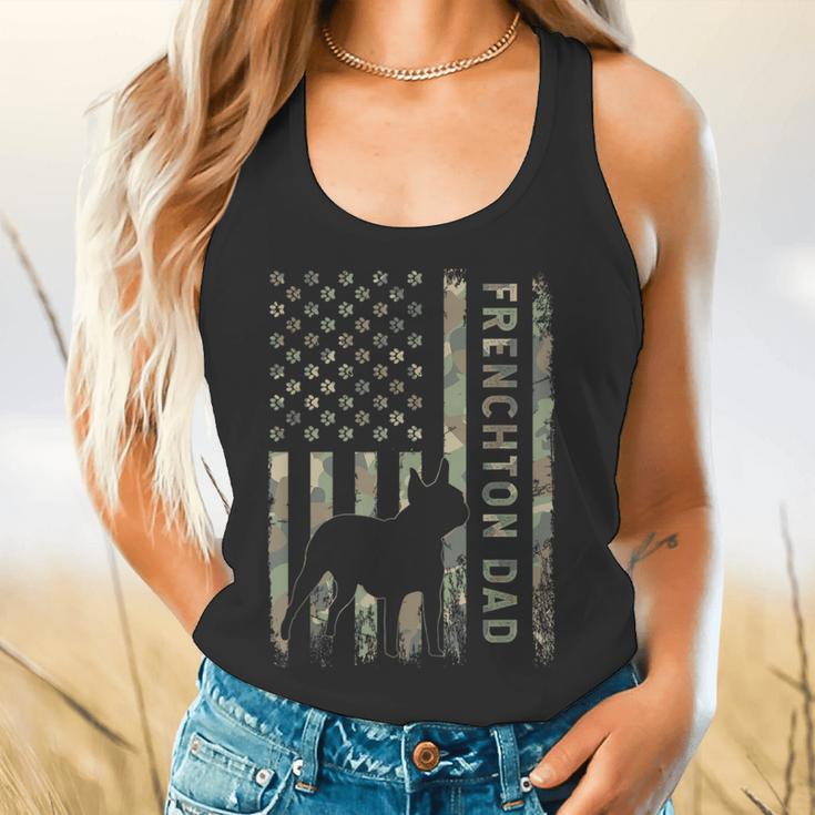 Frenchton Dad French Bulldog Boston Terrier Camo USA Flag Flowy Tank, gift for family, gift for coworker