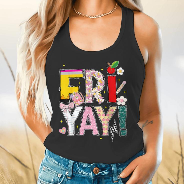 Fri-Yay Happy Friday Lovers Teacher Weekend Women Flowy Tank, gift for family, gift for coworker Fri-Yay Happy Friday Lovers Teacher Weekend Women Flowy Tank, gift for family, gift for coworker