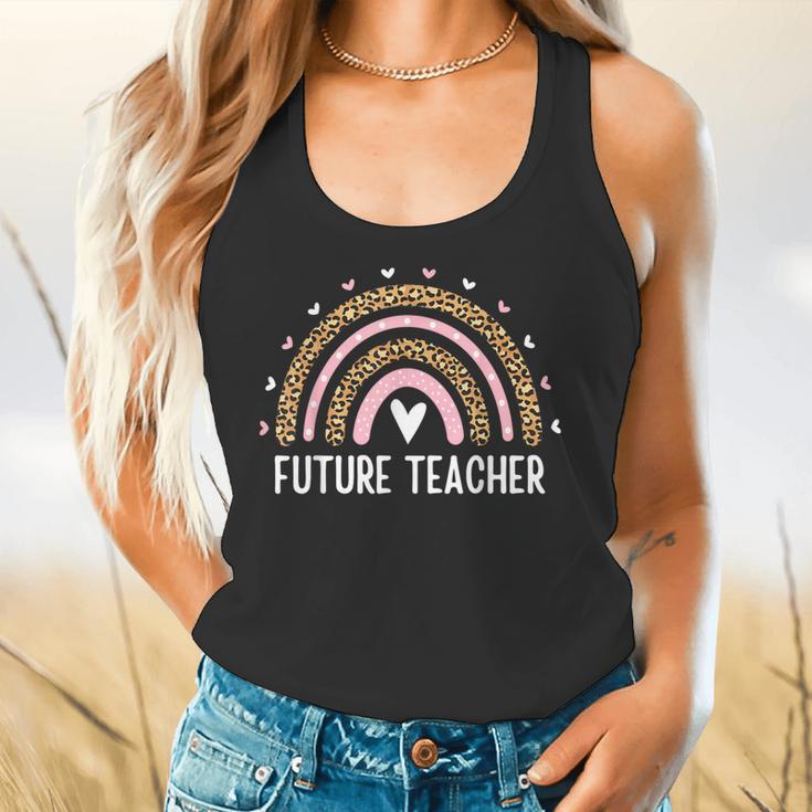 Future Teacher Kids Youth Girls Leopard Rainbow Women Flowy Tank, gift for family, gift for coworker