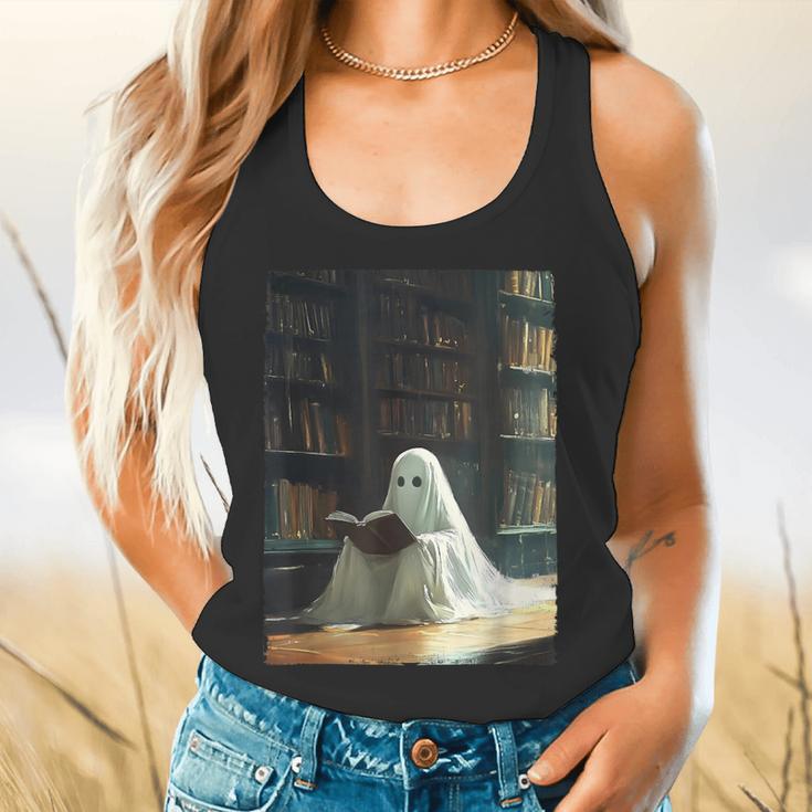 Ghost Library Halloween Book Reading Books Lover Teacher Flowy Tank, gift for family, gift for coworker Ghost Library Halloween Book Reading Books Lover Teacher Flowy Tank, gift for family, gift for coworker