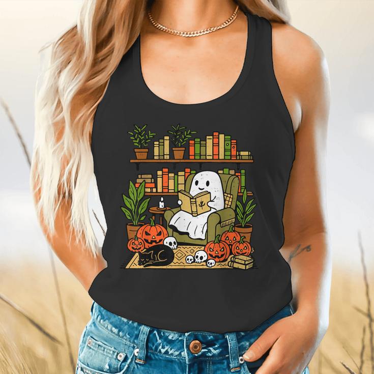 Ghost Library Reading Books Halloween Librarian Teacher Flowy Tank, gift for family, gift for coworker