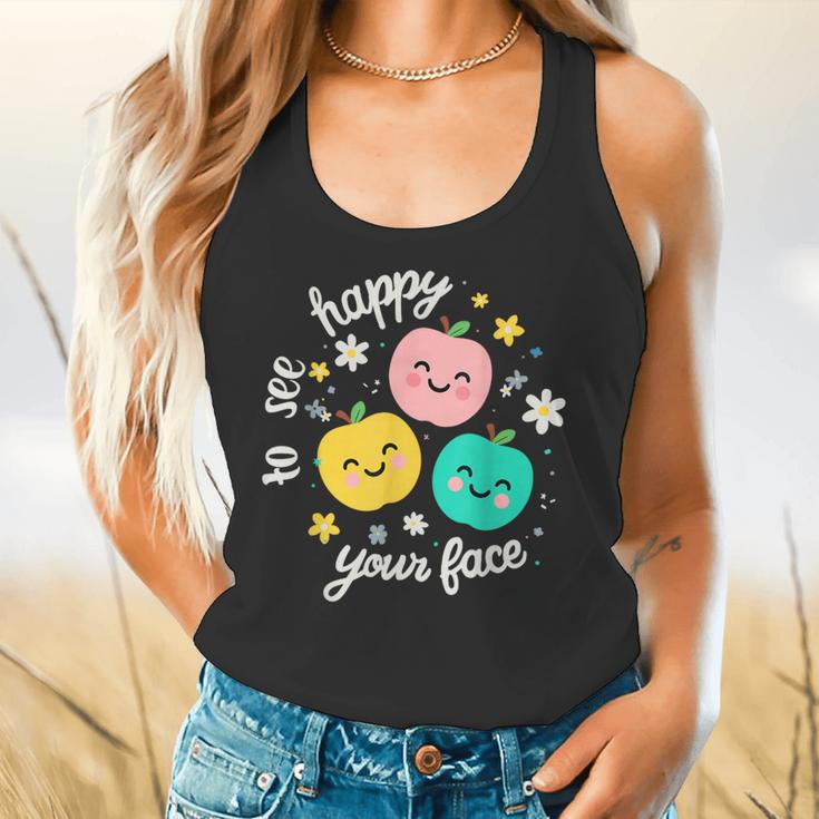 Groovy Happy To See Your Face Teacher School Appreciation Flowy Tank, gift for family, gift for coworker