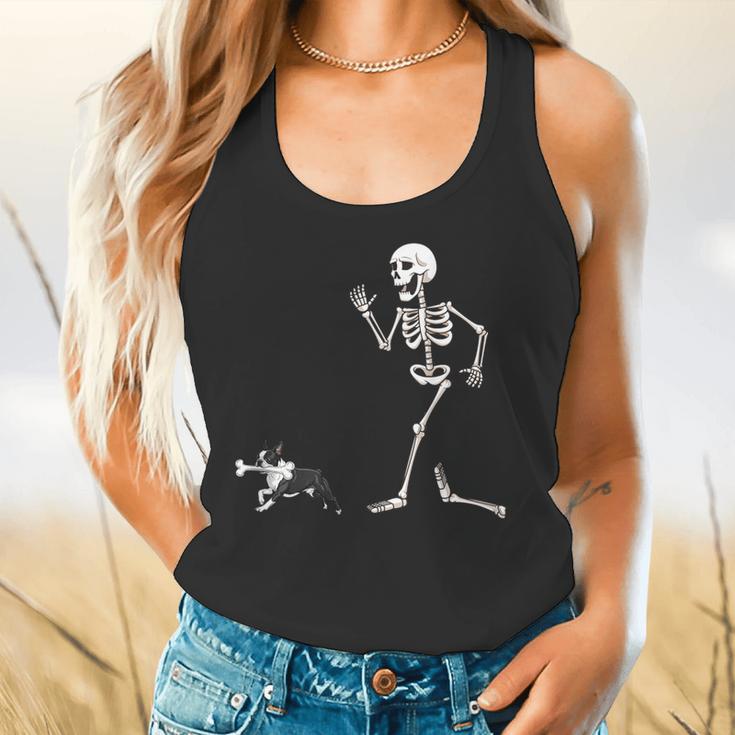 Halloween Boston Terrier And Skeleton Flowy Tank, gift for family, gift for coworker