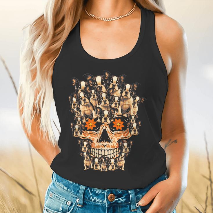 Halloween Costume Skull Boston Terrier Dog Lover For Men Women Kids Flowy Tank, gift for family, gift for coworker