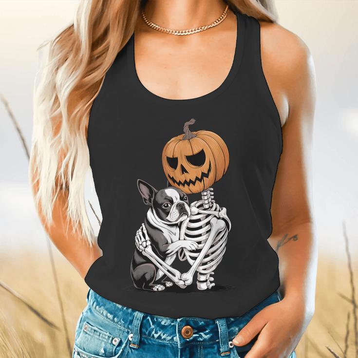 Halloween Skeleton Boston Terrier Flowy Tank, gift for family, gift for coworker