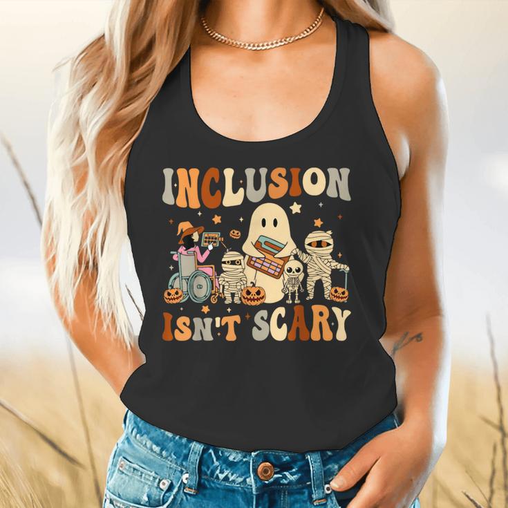 Halloween SLP Sped Teacher Groovy Inclusion Isn't Scary Flowy Tank, gift for family, gift for coworker
