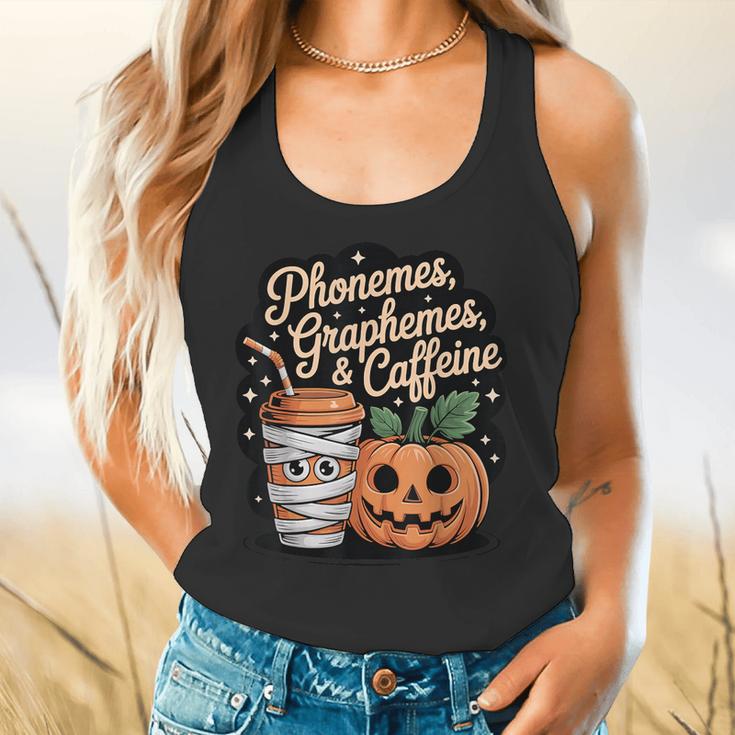 Halloween Teacher Phonemes Graphemes Caffeine Coffee Lover Flowy Tank, gift for family, gift for coworker Halloween Teacher Phonemes Graphemes Caffeine Coffee Lover Flowy Tank, gift for family, gift for coworker