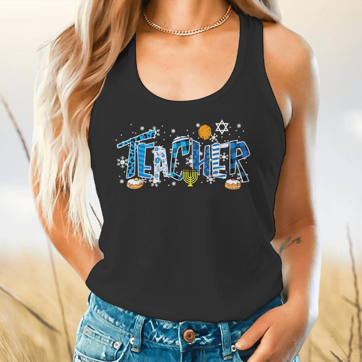 Hanukkah Leopard Plaid Teacher Chanukah Jewish Women Men Flowy Tank, gift for family, gift for coworker