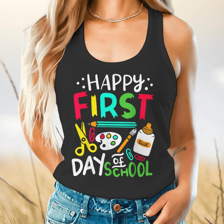 Happy First Day Of School Teacher Back To School Student Flowy Tank, gift for family, gift for coworker Happy First Day Of School Teacher Back To School Student Flowy Tank, gift for family, gift for coworker