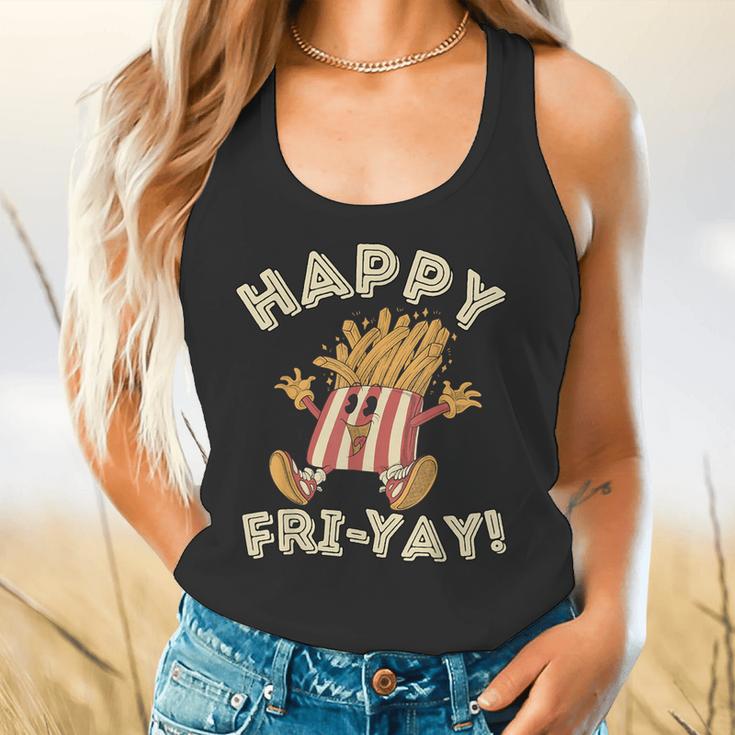 Happy Fri Yay Retro French Fries Friday Lovers Fun Teacher Flowy Tank, gift for family, gift for coworker