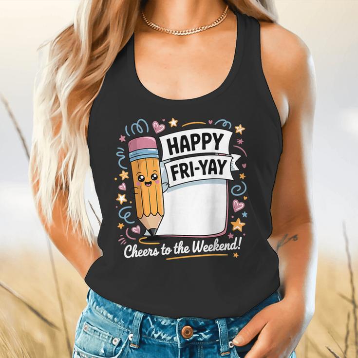Happy Fri-Yay Teacher Fry Yay Friday Weekend Flowy Tank, gift for family, gift for coworker