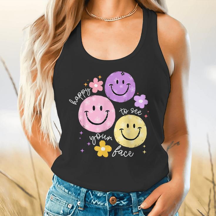 Happy To See Your Face Teacher Flower Back To School Flowy Tank, gift for family, gift for coworker