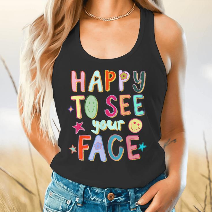 Happy To See Your Face Teacher Retro Back To School Flowy Tank, gift for family, gift for coworker Happy To See Your Face Teacher Retro Back To School Flowy Tank, gift for family, gift for coworker