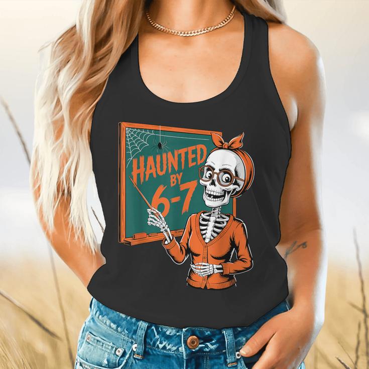 Haunted By 6-7 Six Seven 67 Math Teacher Halloween Skeleton Flowy Tank, gift for family, gift for coworker Haunted By 6-7 Six Seven 67 Math Teacher Halloween Skeleton Flowy Tank, gift for family, gift for coworker