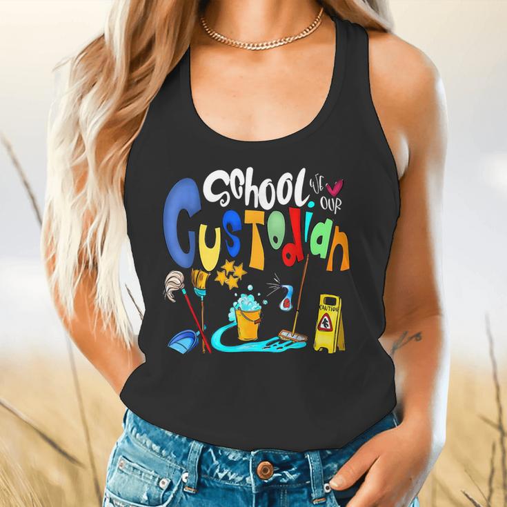 We Heart Love Our School Custodian For Teacher & Kids Flowy Tank, gift for family, gift for coworker We Heart Love Our School Custodian For Teacher & Kids Flowy Tank, gift for family, gift for coworker