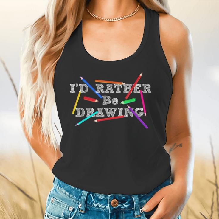 I'd Rather Be Drawing Artist Art Teacher Sketching Lover For Men Women Girls Kids Flowy Tank, gift for family, gift for coworker