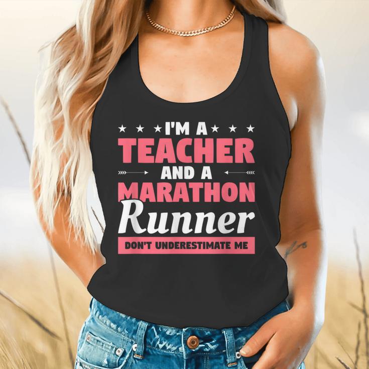 I'm A Teacher And A Marathon Runner Don't Underestimate Me Men Women Flowy Tank, gift for family, gift for coworker