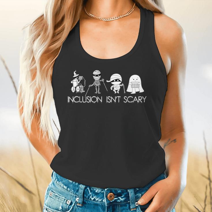 Inclusion Isn't Scary Slp Halloween Sped Teacher Ghost Mummy Flowy Tank, gift for family, gift for coworker Inclusion Isn't Scary Slp Halloween Sped Teacher Ghost Mummy Flowy Tank, gift for family, gift for coworker