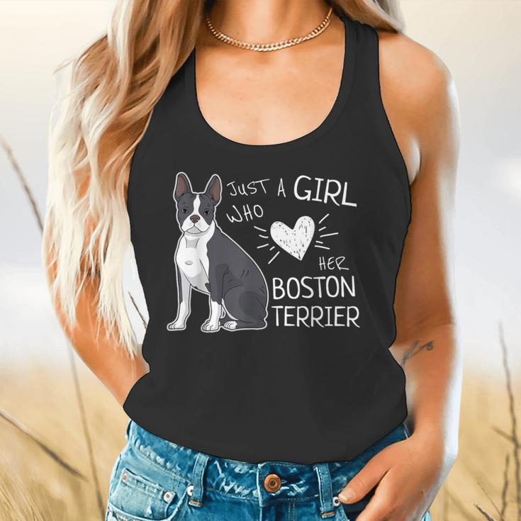 Just A Girl Who Loves Her Boston Terrier Puppy Love Flowy Tank, gift for family, gift for coworker