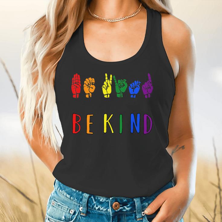 Be Kind Pride Sign Language Rainbow Teachers Interpreter ASL Flowy Tank, gift for family, gift for coworker