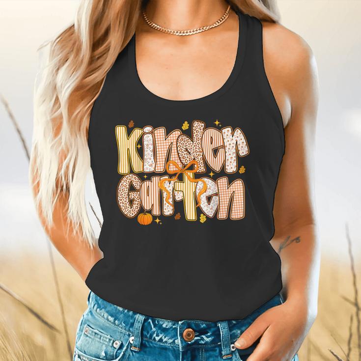 Kindergarten Teacher Fall Pumpkin Autumn Cute Flowy Tank, gift for family, gift for coworker Kindergarten Teacher Fall Pumpkin Autumn Cute Flowy Tank, gift for family, gift for coworker