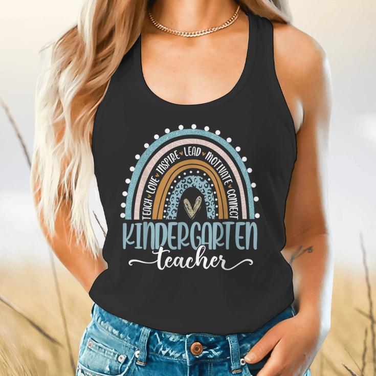 Kindergarten Teacher Leopard Boho Rainbow Back To School Flowy Tank, gift for family, gift for coworker