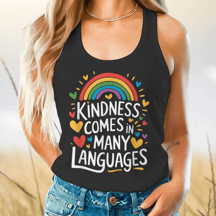 Kindness Comes In Many Languages ESL English Teacher Flowy Tank, gift for family, gift for coworker