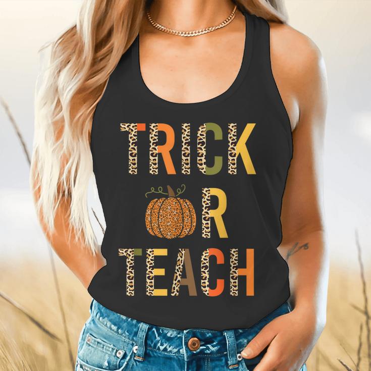 Leopard Trick Or Teach Halloween Teacher Costume Women Flowy Tank, gift for family, gift for coworker